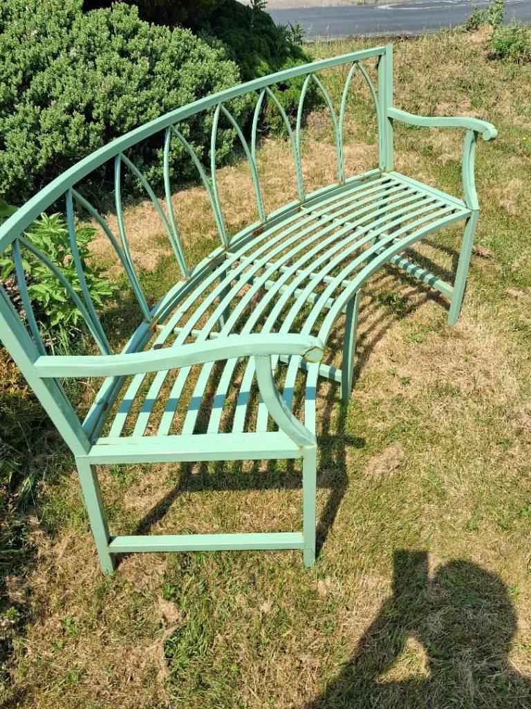 Melody Maison Metal Antique Sage Green Garden Bench. There are 2 £40 each