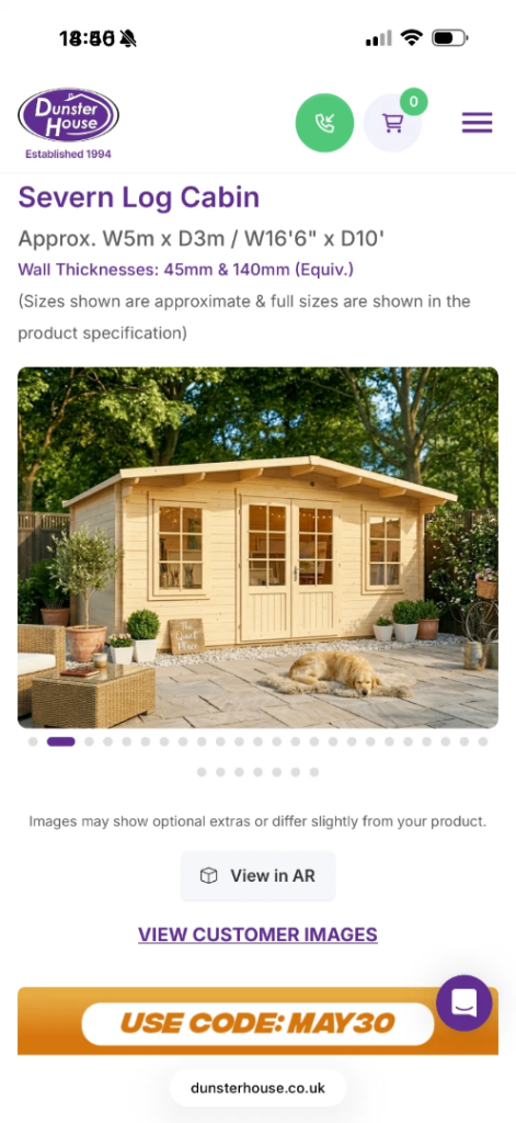 Dunster House Severn Log Cabin (45mm) – New, Unused