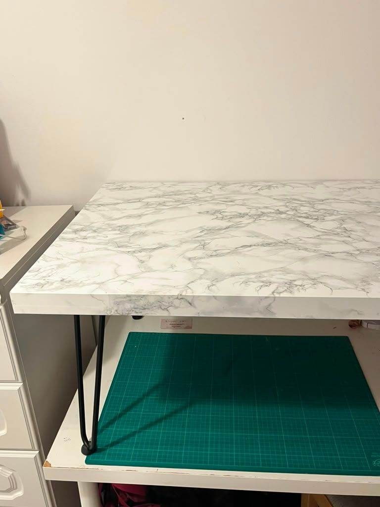 DIY Marble Effect Table with Hairpin Legs