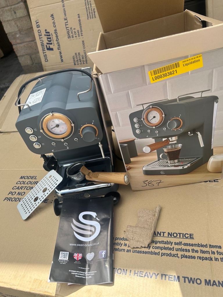 Swan Espresso Coffee Maker - Slate Grey, New in Box