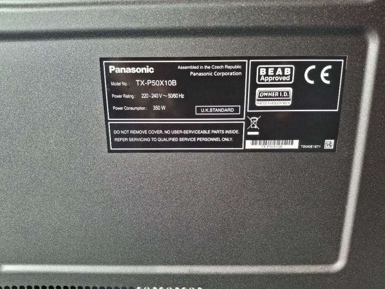 Panasonic TX-P50X10B Plasma TV - 50-inch Good Condition