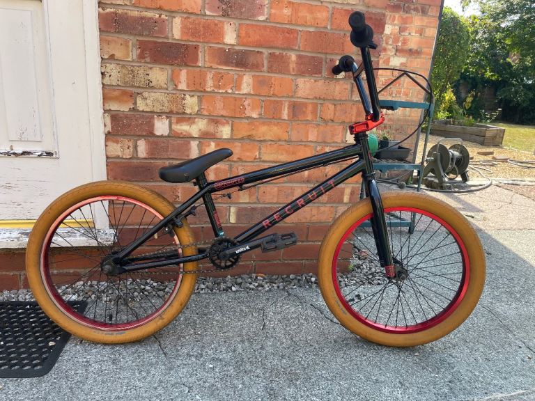 United Recruit BMX Bike - Black with Red Rims, Good Condition