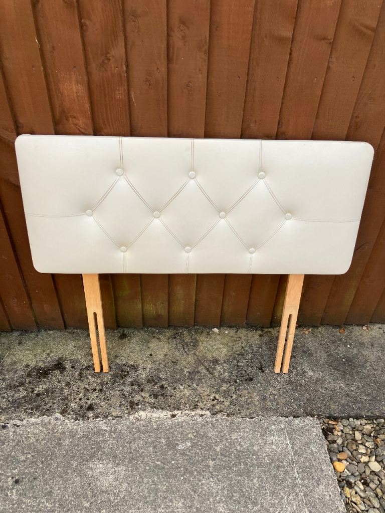 White faux leather single bed headboard