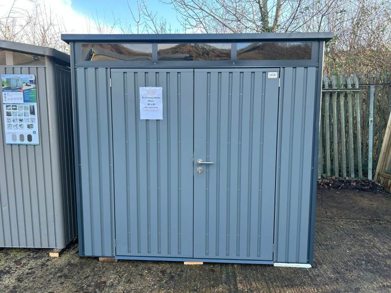 Hex Hixon High Quality Metal Garden Shed - 8 x 8ft - Anthracite Grey
