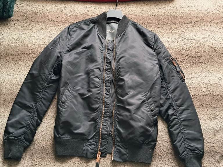 Very good condition black Alpha Industrie  bomber jacket a slim fit. MEDIUM SIZE.