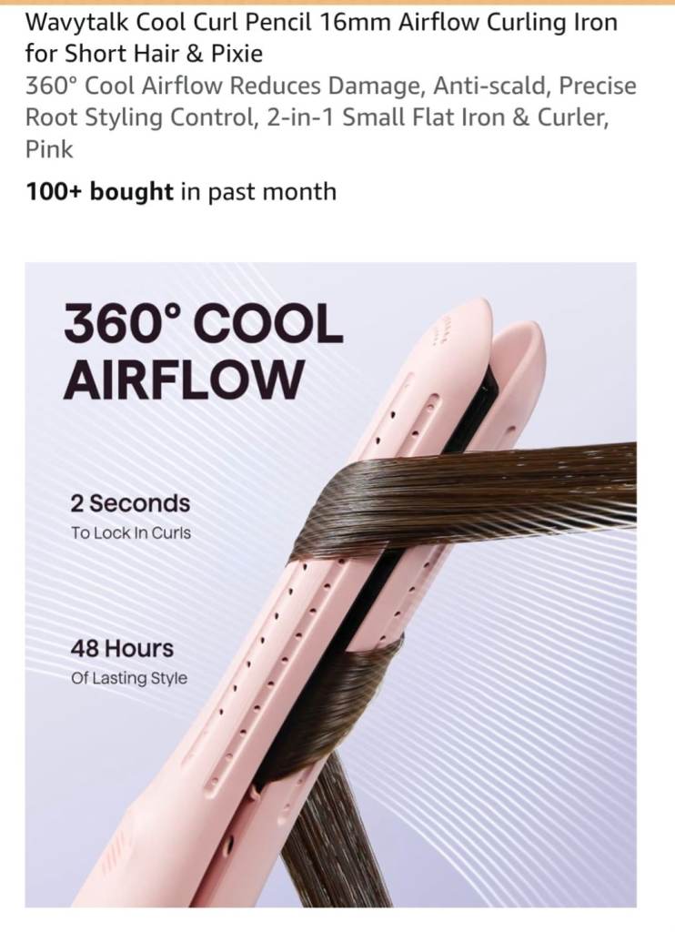 Wavytalk Cool Curl Pencil 16mm Airflow Curling Iron - Pink