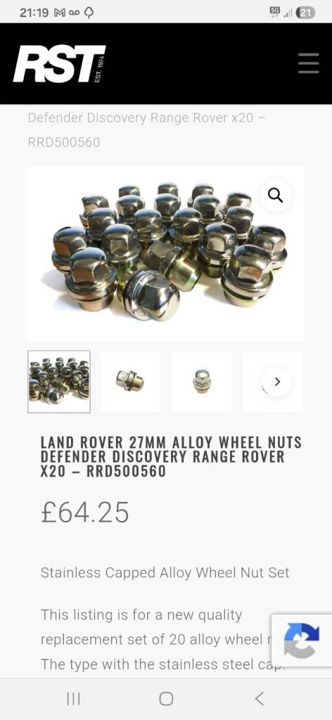 Land Rover alloy wheel nuts (RDD500560)