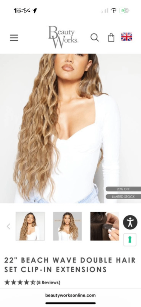 Beauty works 22 inch clip in hair extensions 