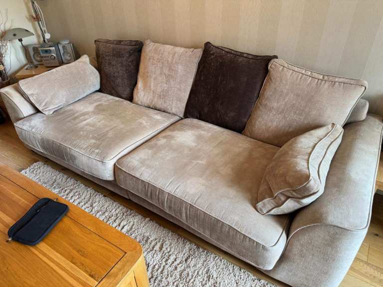 X Large Beige Fabric Sofa and Arm Chair – Good Condition- FREE*****