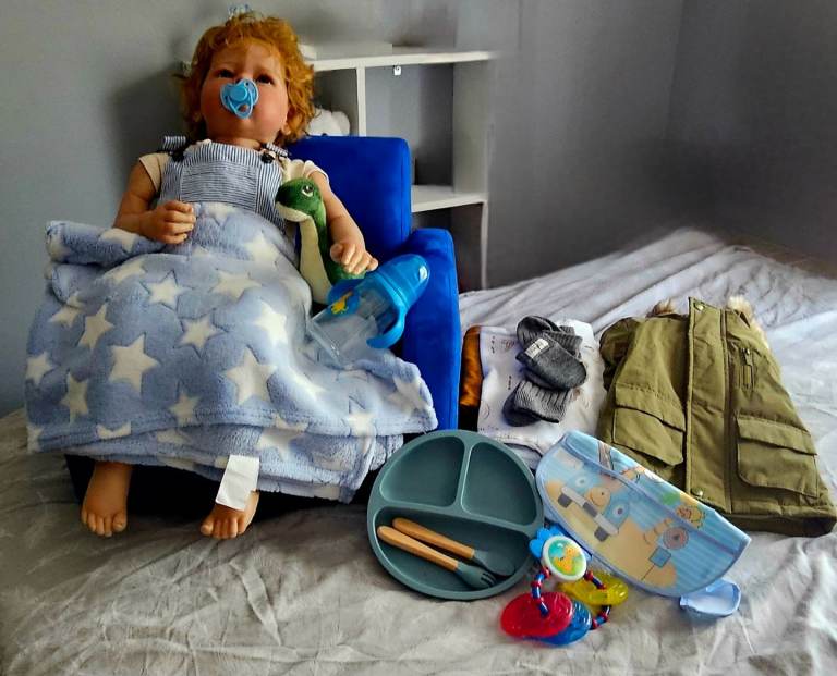 23" reborn boy doll, todle seat bed bundle