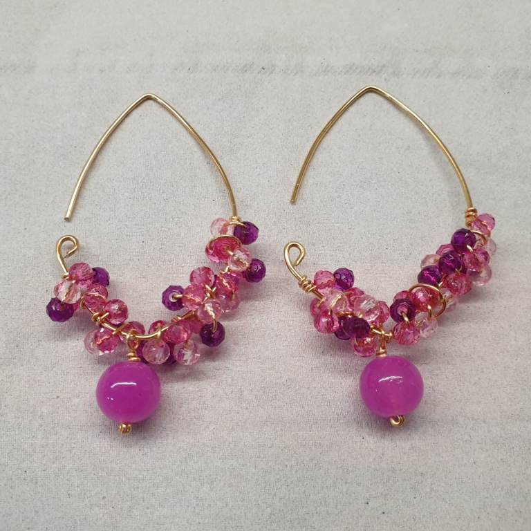 Handmade Pink & purple Dungle  Earrings
