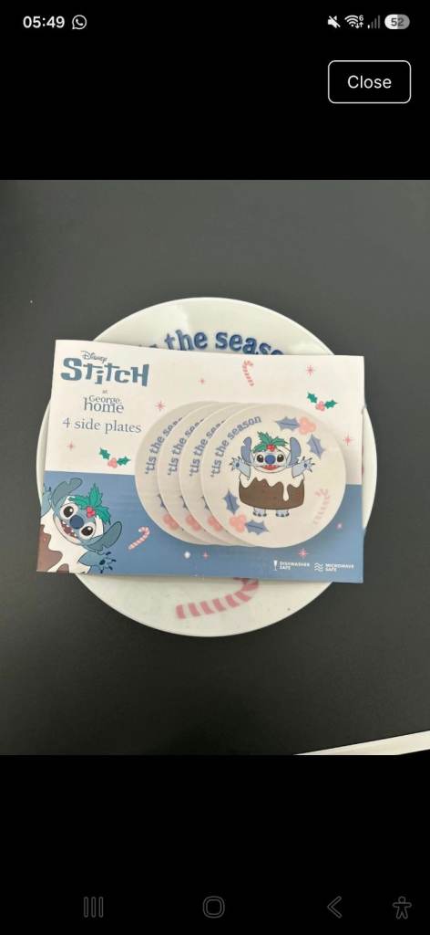 Disney Stitch Christmas Side Plates & Cereal Bowls Set