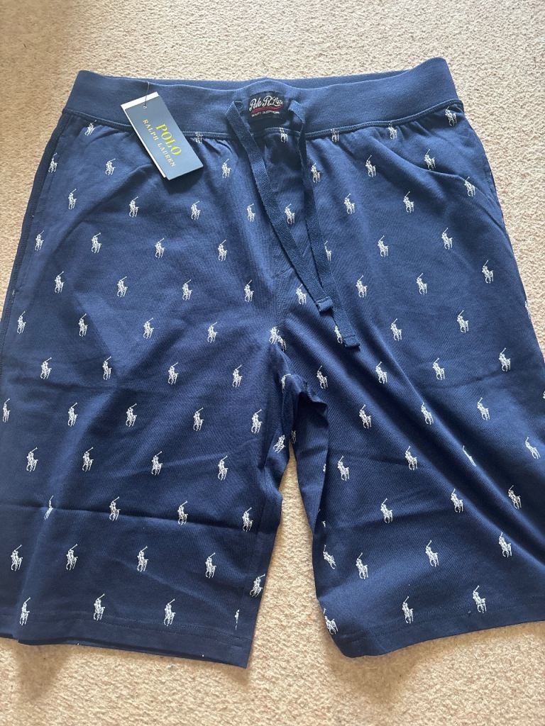 New Polo Ralph Lauren Navy Blue Cotton Shorts