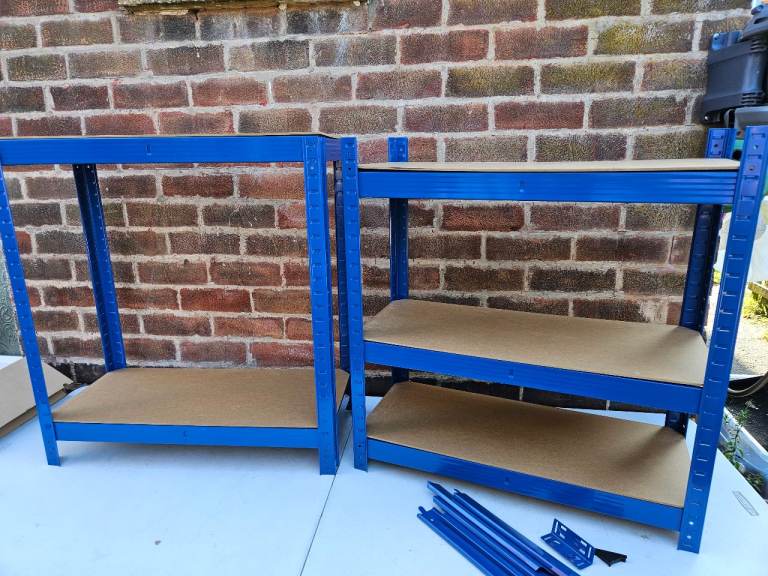 Home Vida 5 Tier Garage Shelf Heavy Duty Boltless Shelving Storage Unit, Blue and one black