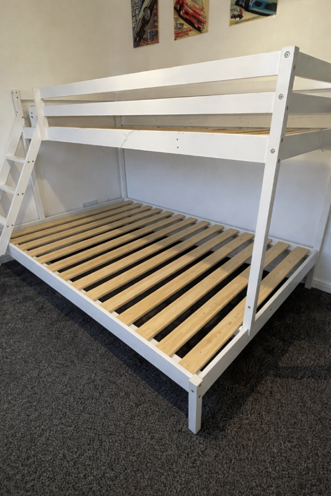 Bunk bed double single white wood 