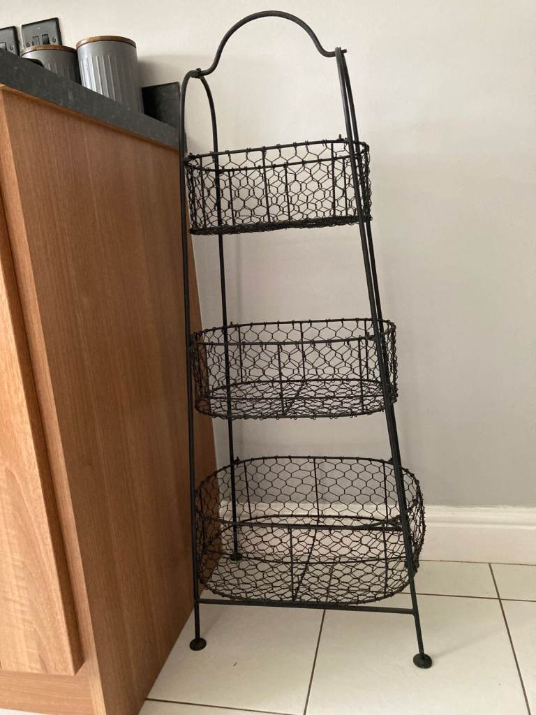 3 Tier (Basket) wire mesh rack - mesh metal - rustic design