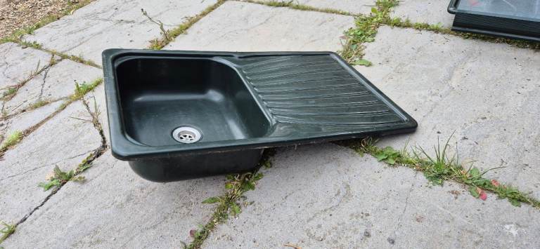 Sink with drainer for caravan, camper or motorhome boat.