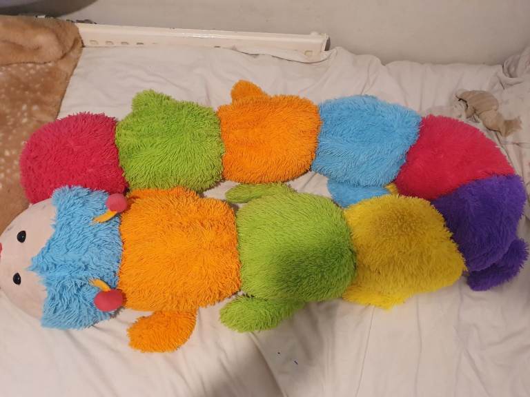 Large Multicoloured Caterpillar Soft Toy – Good Condition