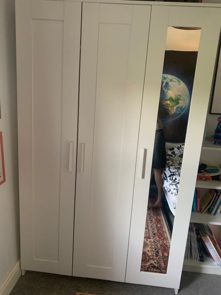 White wardrobe with 3 doors (Ikea Brimnes)