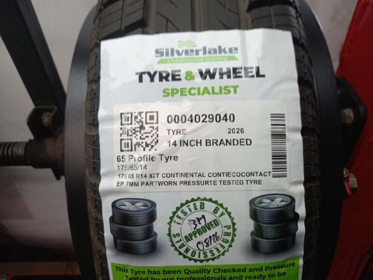 175 65 R14 82t Continental Contiecocontact Ep 7mm Partworn Pressurte Tested Tyre
