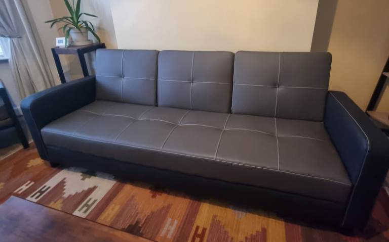 Brand New Kira Click Clack Sofa Bed – Brown Leather