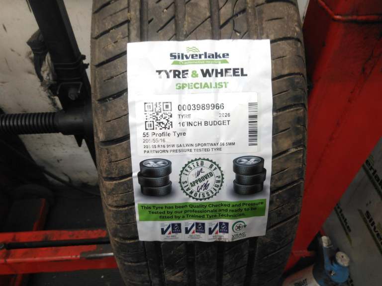 205 55 R16 91w Sailwin Sportway 56 5mm Partworn Pressure Tested Tyre