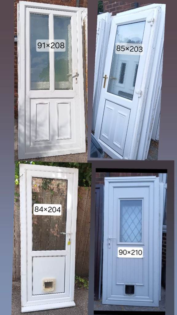 White UPVC External Doors with Glass Panels – Various Sizes