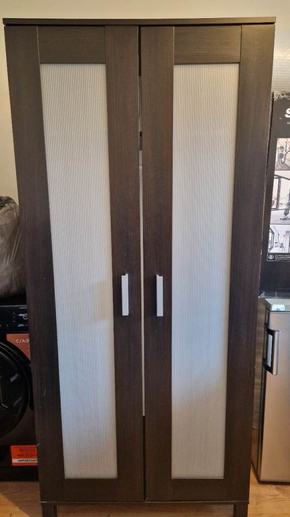 Dark Wood Effect Wardrobe with Hanging Rail and Shelf