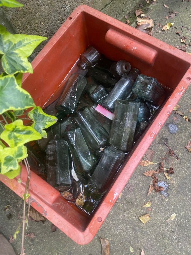 Large Collection of Vintage Glass Bottles for Display / Crafting