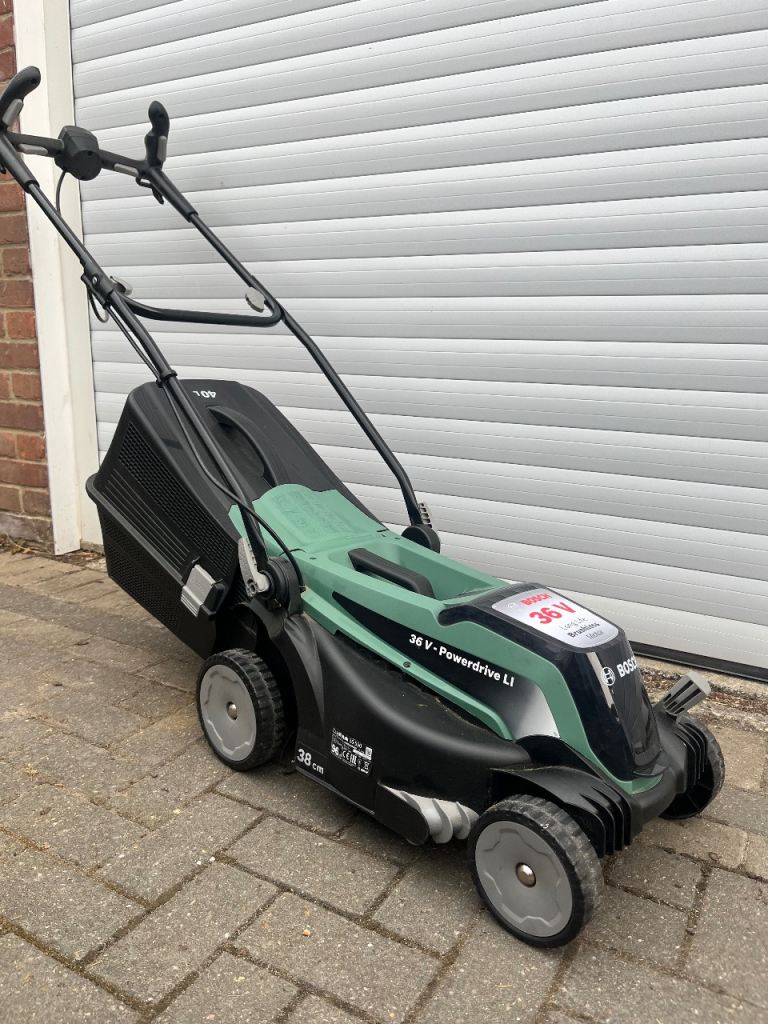 Bare Bosch cordless lawnmower 