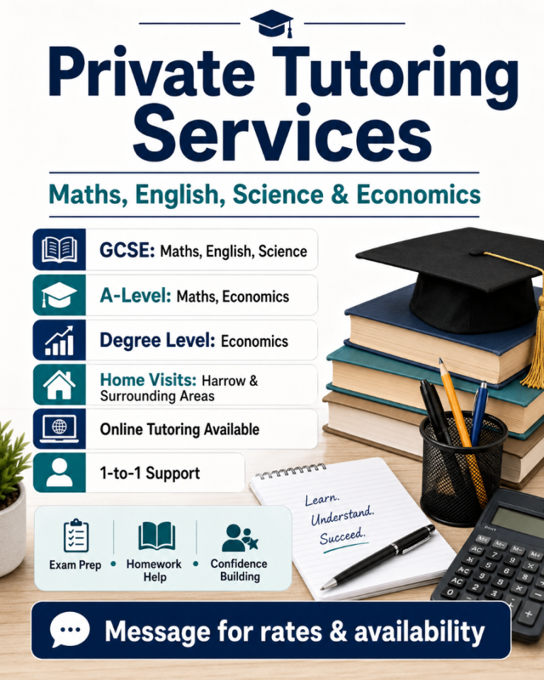 Maths, English, Science & Economics Tutor – GCSE, A-Level and Degree Level