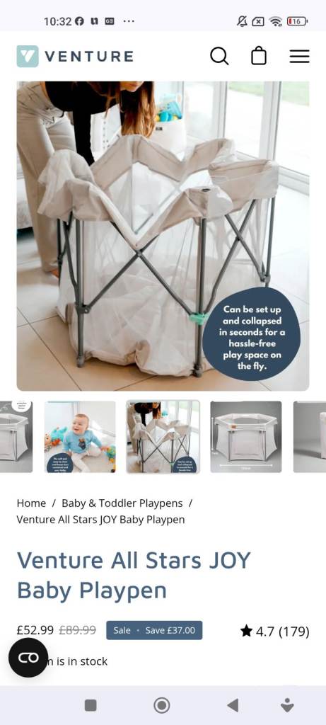 Venture All Stars JOY Baby Playpen