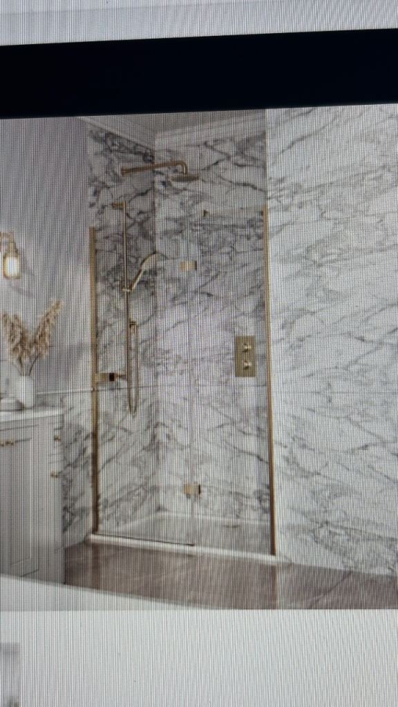 Scudo Athena Hinged Shower Door 900mm – Brushed Brass, New in Box