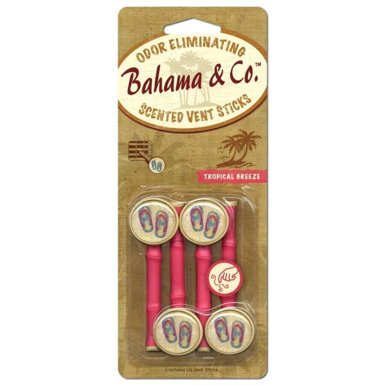 24 (6x 4pack) Bahama & Co Tropical Breeze Scented Car  Vent Sticks Pink Flip Flops Bamboo