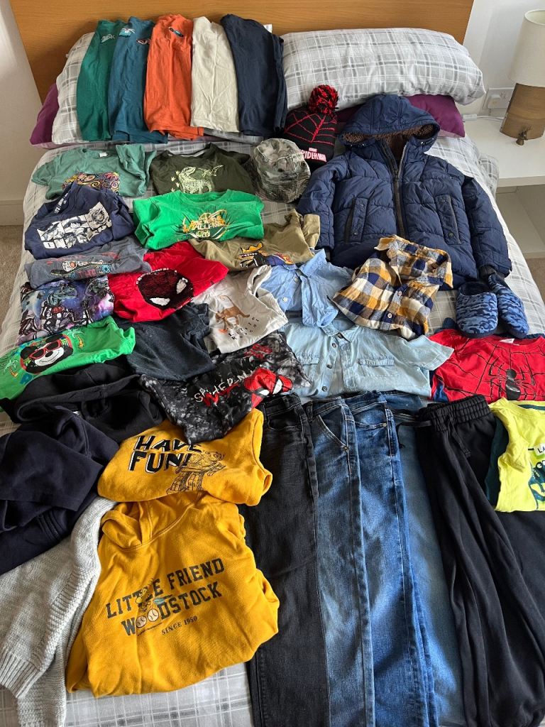 Huge boys clothing bundle- coat, jeans, T-shirts, tops, pjs and more! 