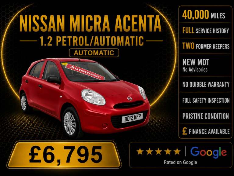 2012 Nissan Micra 1.2 Visia 5dr CVT HATCHBACK Petrol Automatic
