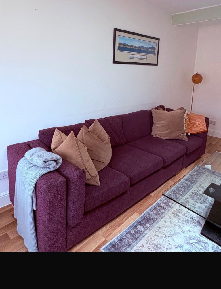 Comfortable Purple Fabric Sofa – Good Condition