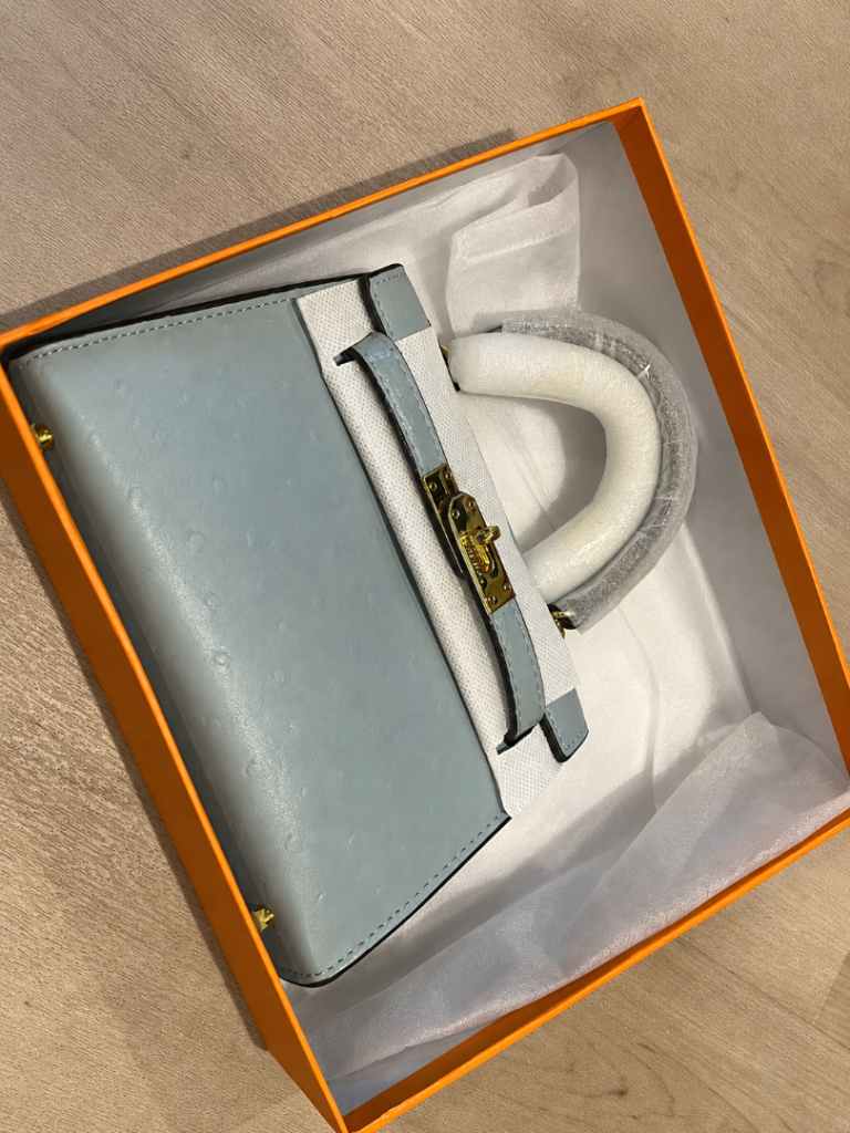 Hermes Light Blue Leather Handbag - New in Box