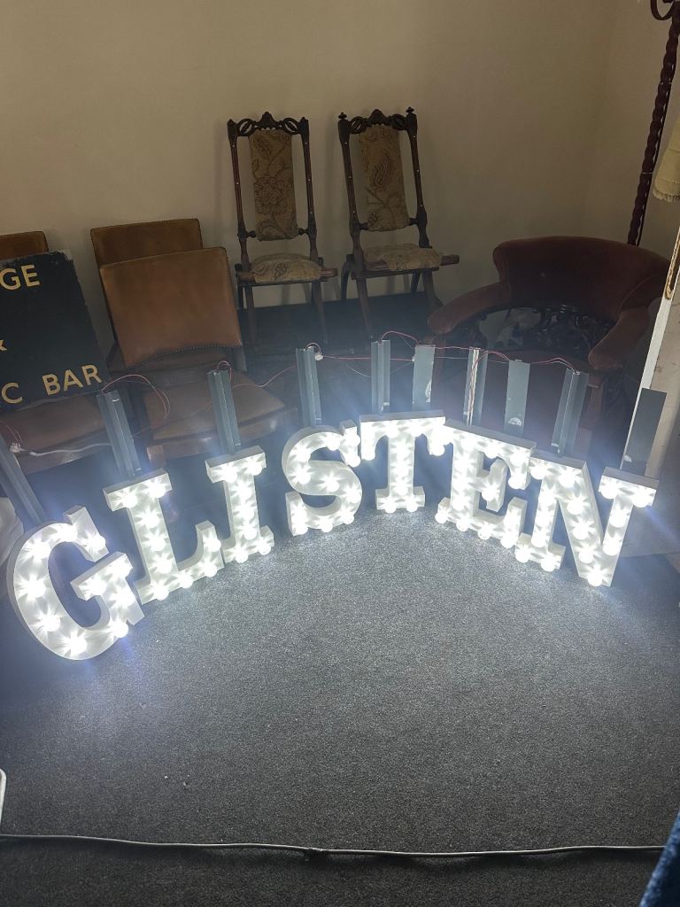 Large Light up Glisten Letters sign Hair Salon Nail Bar Woman Cave Christmas Light?