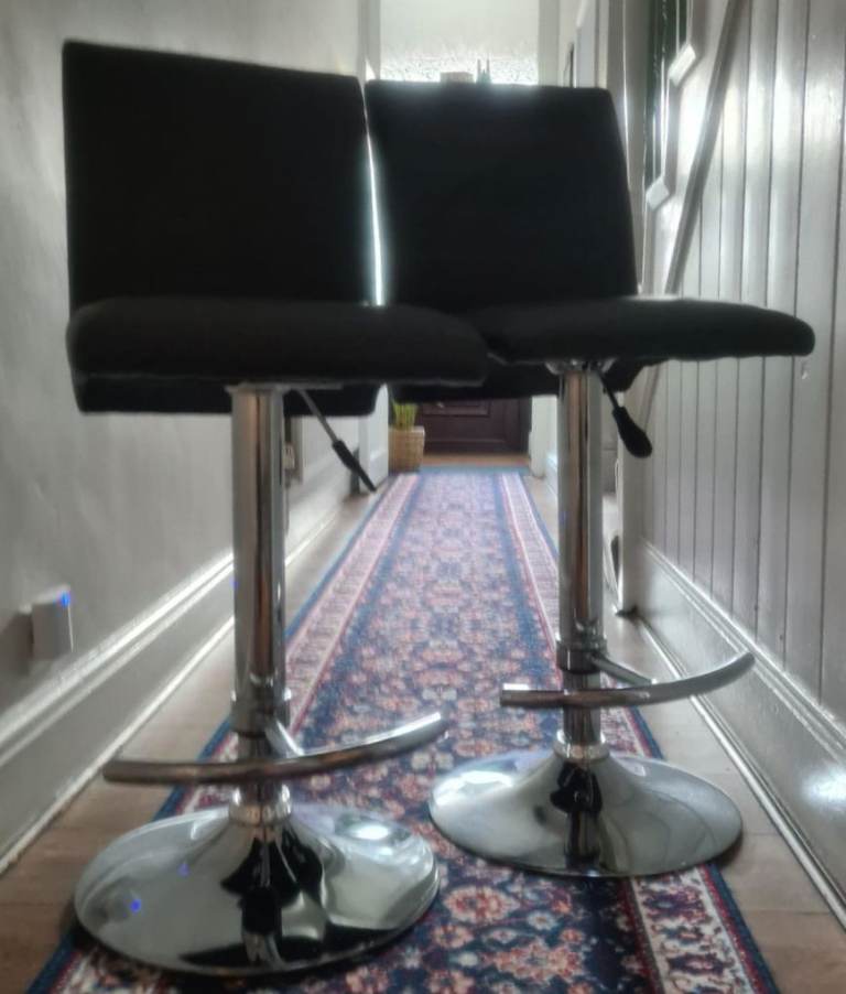 2 x Deluxe Kitchen Bar Stools High Back Leather Grey  RRP£200
