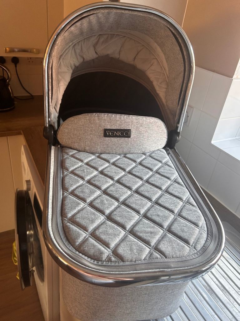 Venice Baby Pram Carrycot - Grey, Good Condition
