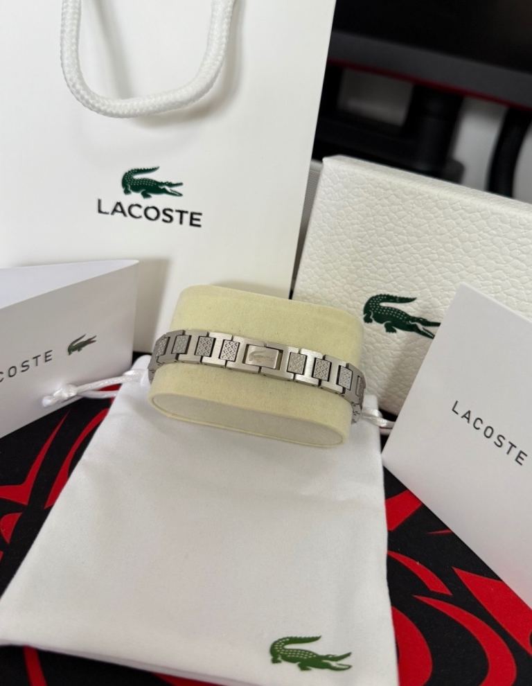 LACOSTE METROPOLE BRACELET SILVER STAINLESS STEEL BRAND NEW GIFT BOX +BAG+POUCH 