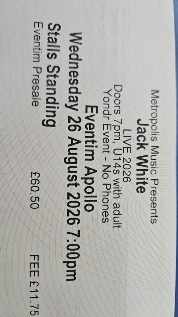 Jack White standing tickets face value 26.8