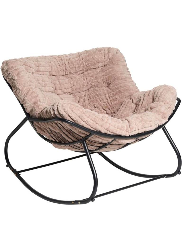 OHS Ribbed Faux Fur Rocking Chair - Natural Beige