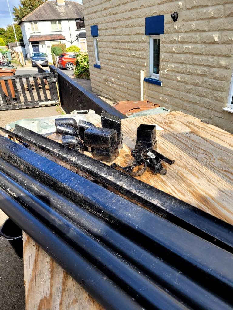 New Black Guttering and Downpipe Set with Fittings