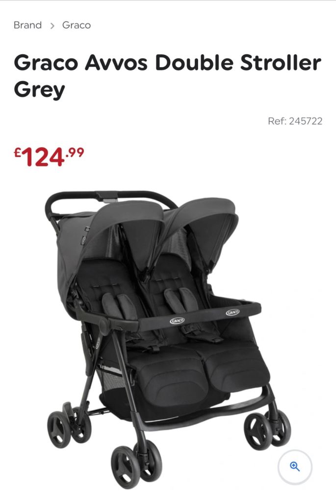 Graco Avvos Double Stroller Grey – New