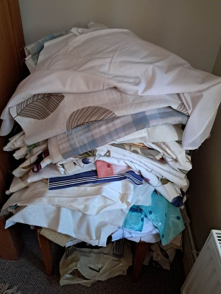 BIG lot of new material fabric off cuts from curtain shortening