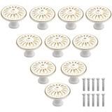 White cabinet knobs - set of 10