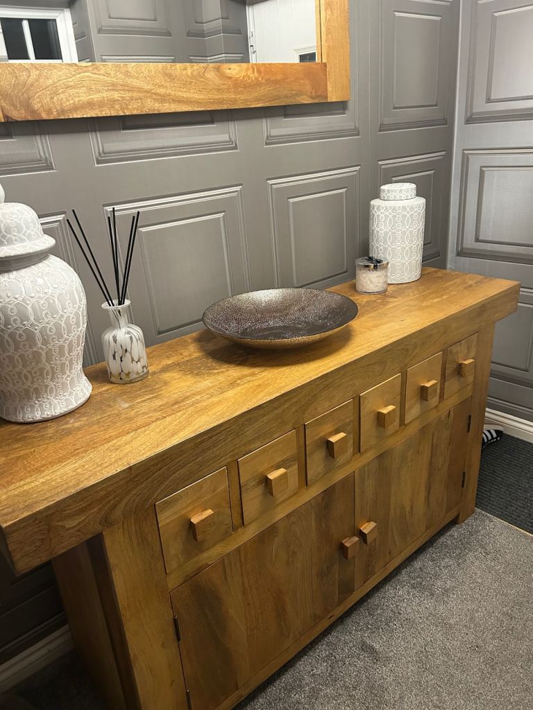 image for Oakland Mango Wood Sideboard & Mirror