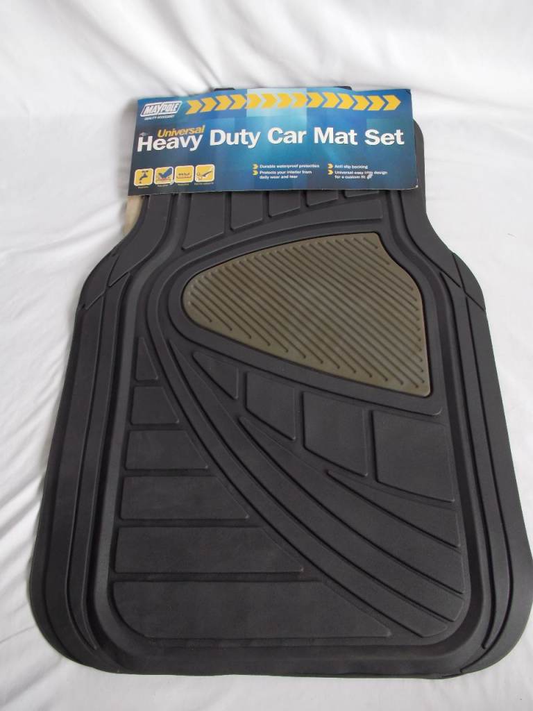 Universal black and grey PVC Heavy Duty Car Mat Set NEW